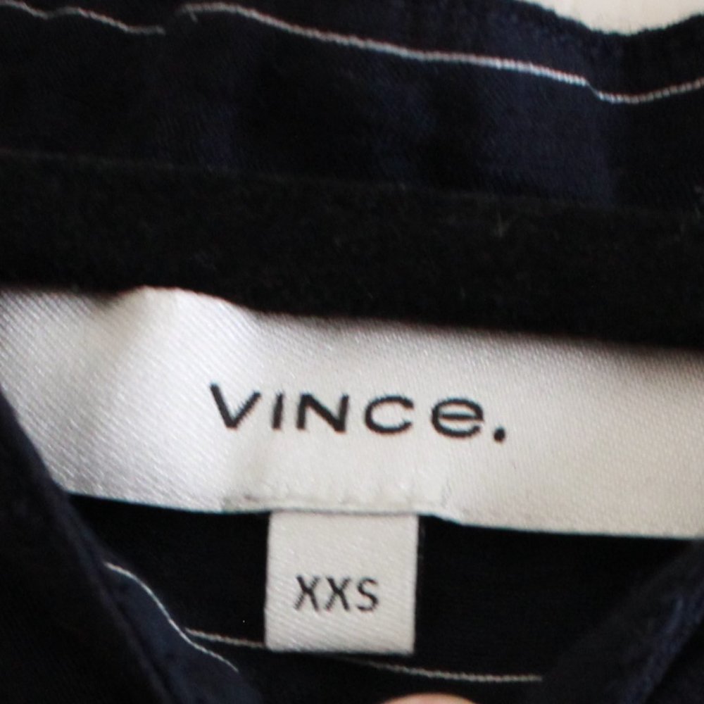 Vince Navy and White Drapey Stripe Midi Shirtdress - Picture 5 of 7